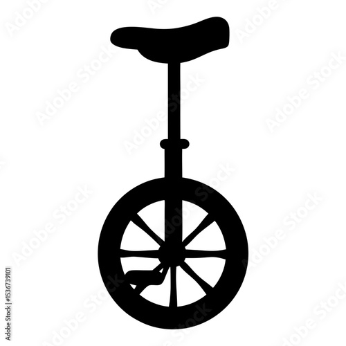 Silhouette of a Unicycle with Seat and Pedals Ready to Ride