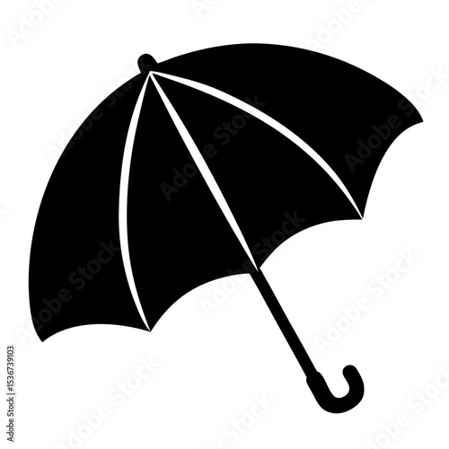 Simple black and white umbrella illustration for weather protection against rain