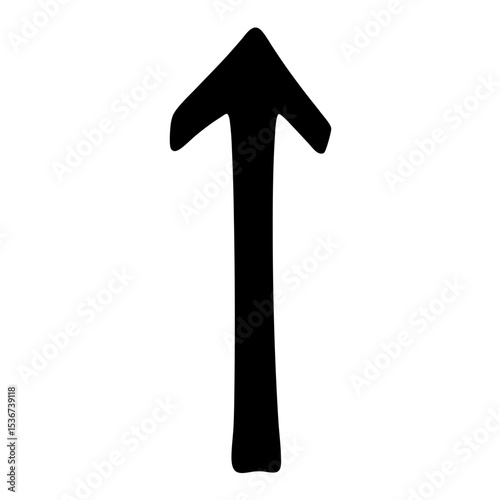 Simple Black Arrow Pointing Upwards on a Clean White Background for Design