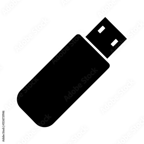 Black USB drive icon or symbol for data storage devices vector