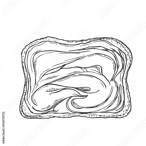 Peanut Butter Toast sketch. Illustration isolated on white background.
