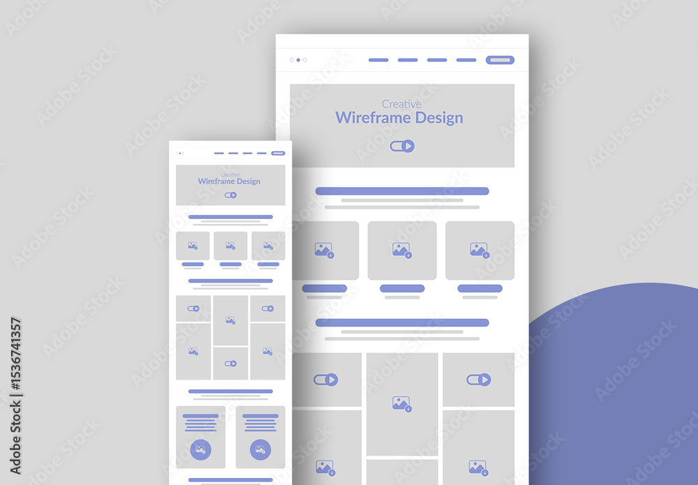 Wireframe Html Template Minimal Web Wireframe Template Layout Stock Template | Adobe Stock