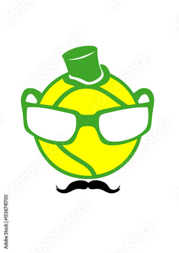 tennis smiley moustache lunette ballon logo club