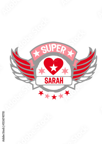sarah super logo aile tampon coeur love prenom