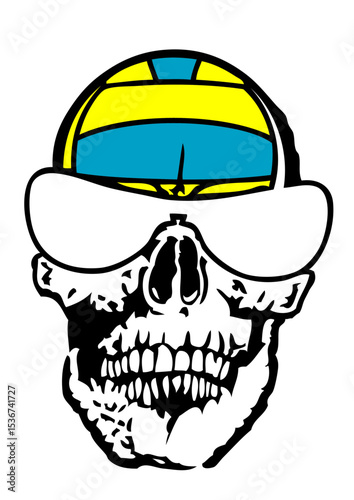 tete de mort waterpolo ballon logo club volleyball
