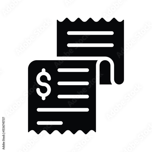 A well designed glyph style icon of shopping invoice