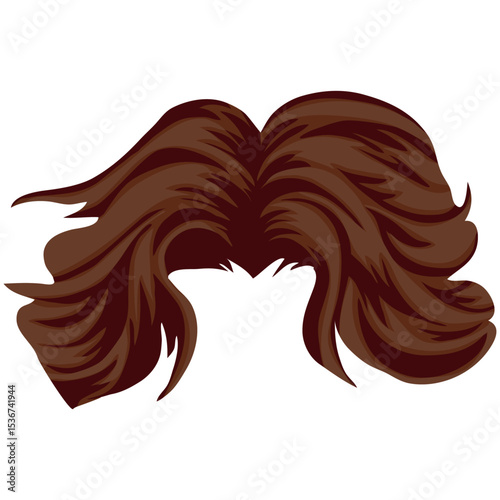Men's Curly Brown Medium Length Haircut Template for Male Characters