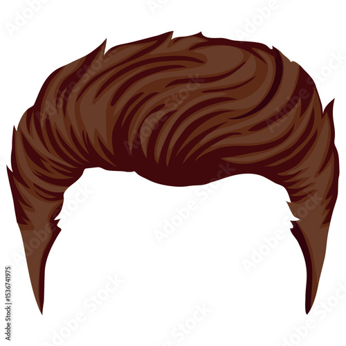 Men's smooth brown hair styling template with medium length smooth waves for male characters