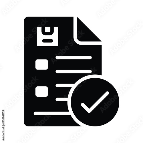Delivery confirmation paper icon designed in glyph style