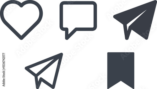 Social Media Icons Set Like Comment Share Send and Save