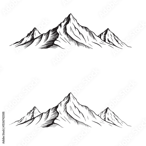 Snowy mountain peaks with glaciers against a winter sky, a perfect vector illustration of an alpine landscape