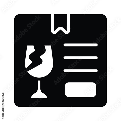 Download our handy icon of fragile delivery in glyph style
