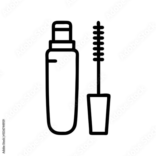 Makeup essentials displayed with an applicator and mascara tube against a simple background