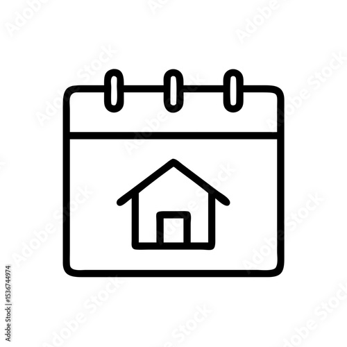 Calendar illustration depicting a house icon to signify home events or appointments on a planned date