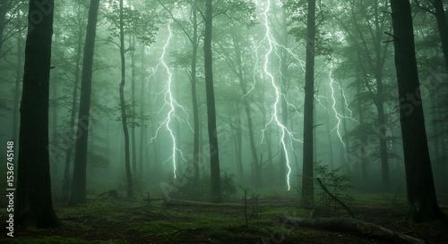Mystical Forest Lightning Storm