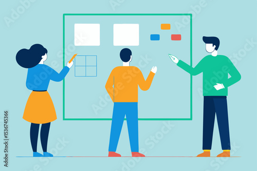 Teamwork Collaborative Project Planning and Strategy Session on Whiteboard