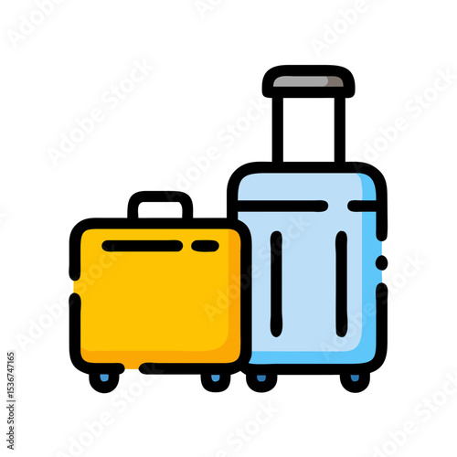 Suitcases stacked together ready for travel to a new destination or vacation adventure this summer