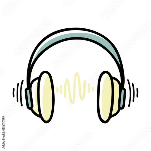 Headphones with sound waves illustrating audio experience in a minimalist design