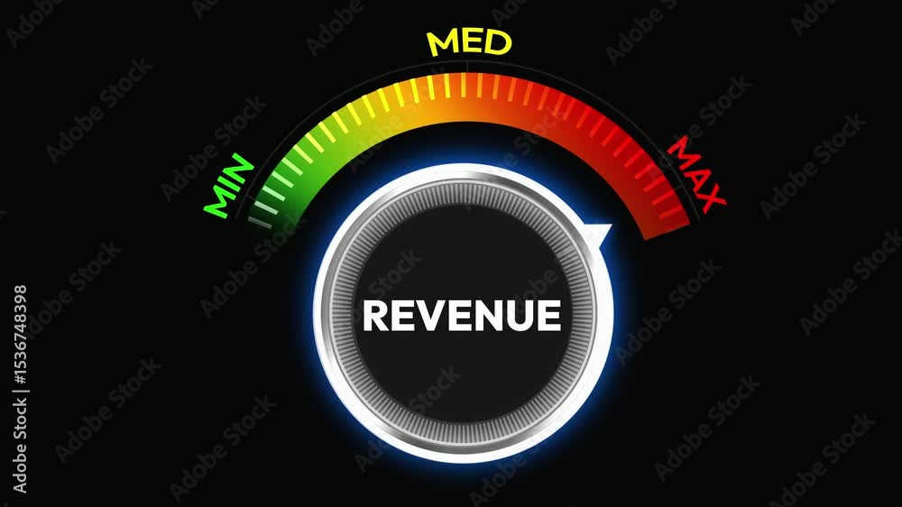 Maximum revenue generation in business concept with gradient knob bar 4k animation. Maximum revenue generation in business concept with gradient knob bar 4k animation.
