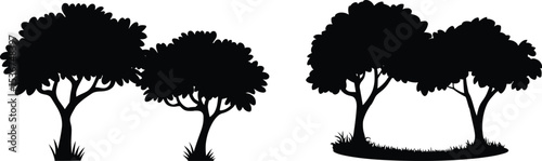 Black Tree Silhouette Vector Illustration on White Background for Graphic Design Projects