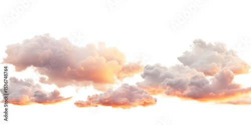 colorful sunset clouds isolated on white or transparent png