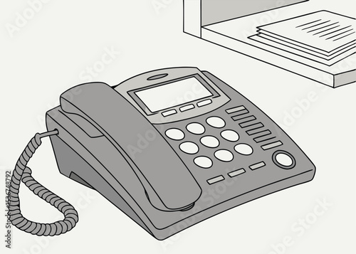 Vector Mockup of Conference Phone with 12-Key Pad Isolated on White Background