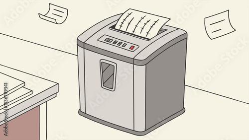 Vector Illustration of Document Shredder with Paper Entry Slot Isolated on White Background