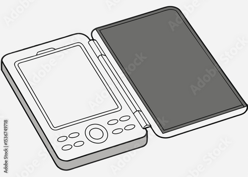 Vector Illustration of E-Reader with Page-Turn Buttons Isolated on White Background
