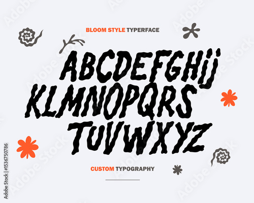 Liquid hippie custom font typerface vector display uppercase typography poster psychedelic collection editable