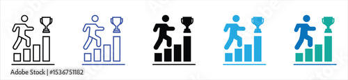 Stairs icon vector. Walking up staircase or stairs sign flat vector icon, Climb Up Stair Sign Flat Icon on White Background. Upstairs icon isolated sign symbol vector. Man climbing stairs.