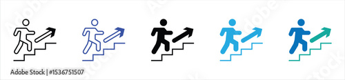 Stairs icon vector. Walking up staircase or stairs sign flat vector icon, Climb Up Stair Sign Flat Icon on White Background. Upstairs icon isolated sign symbol vector. Man climbing stairs.
