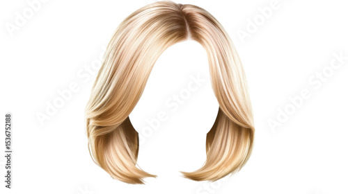 Short Blonde Hair Wig Isolated on White Background – Realistic Female Hairstyle for Fashion and Costume Use
