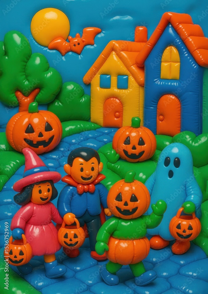 Obraz premium Playful Halloween inflatable scene