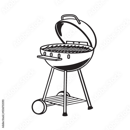 line art of American barbecue grill