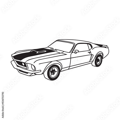 line art of American muscle car