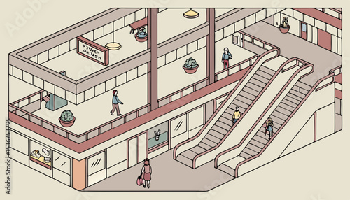 shopping mall arial view from inside       