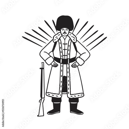line art of Russian cassock