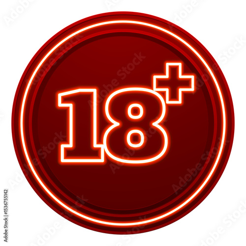 Red 18+ neon-style circle age restriction icon