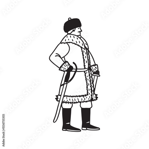 line art of Russian cassock 