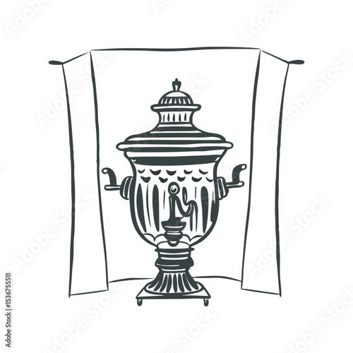 line art of Russian samovar
