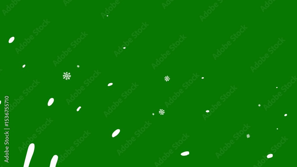 A white background with green border and screen dots on it snow flakes falling down snowflakes christmas tree hand green screen animated chromakey background emotion figure illustration