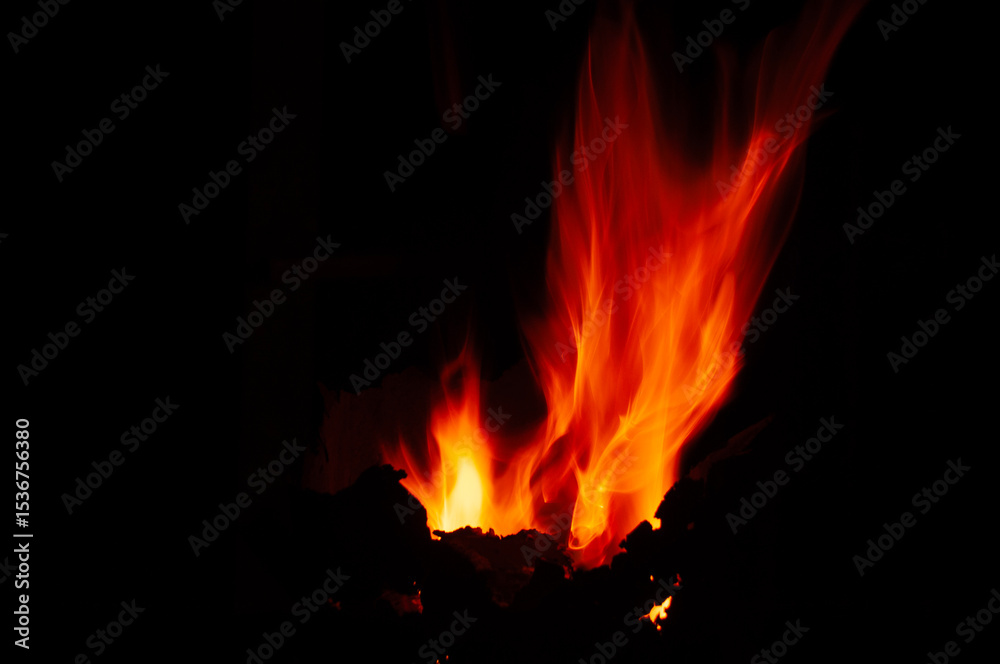 Fire burning flame Isolated on a black background Fire burning flame Isolated on a black background