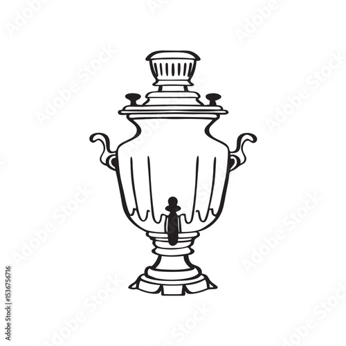 line art of Russian samovar