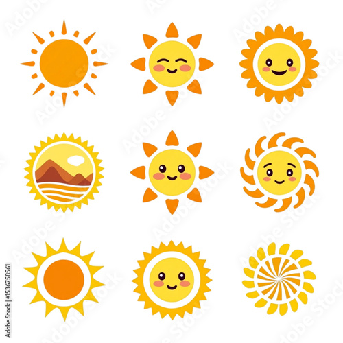 Delightful Sun Icons Perfect for Branding Summer Designs Websites Logos and Apps
