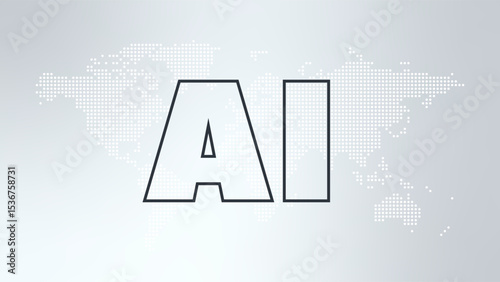 Artificial intelligence. Generative model. Smart digital technology. AI vector, world map background for science, programming, presentation, design, business, learning