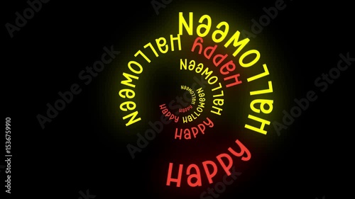 Happy Halloween, glowing text three variations with black screen animation