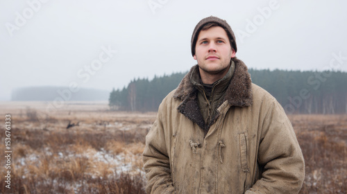 portrait of gamekeeper on light background emphasizing his scouting role