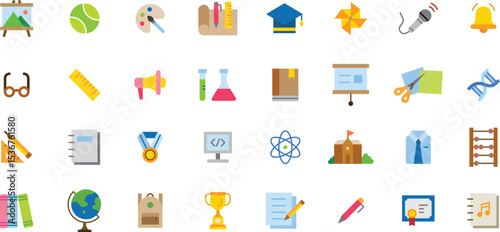 Icon collection of school and subject