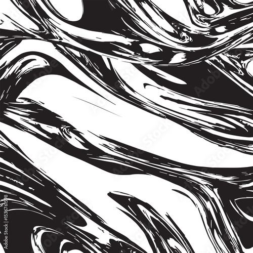 Monochromatic Abstract Swirl Black and White Marble Texture Background