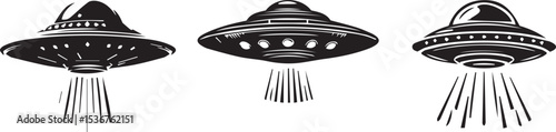 Alien Spaceship Silhouette vector image